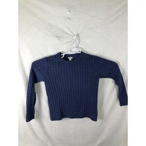 L.L.Bean Sweater Womens Large Blue Cable Knit Cotton Crewneck Casual Classic